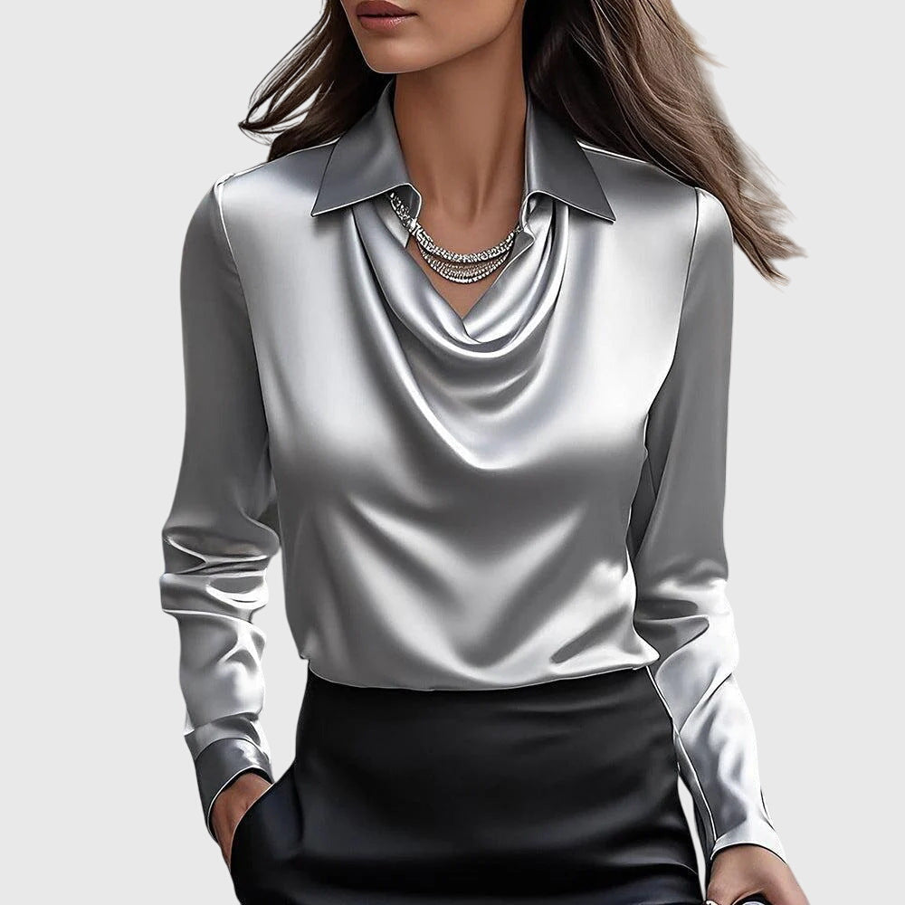 Rose Elegante Luxe Dames Blouse Met Lange Mouwen