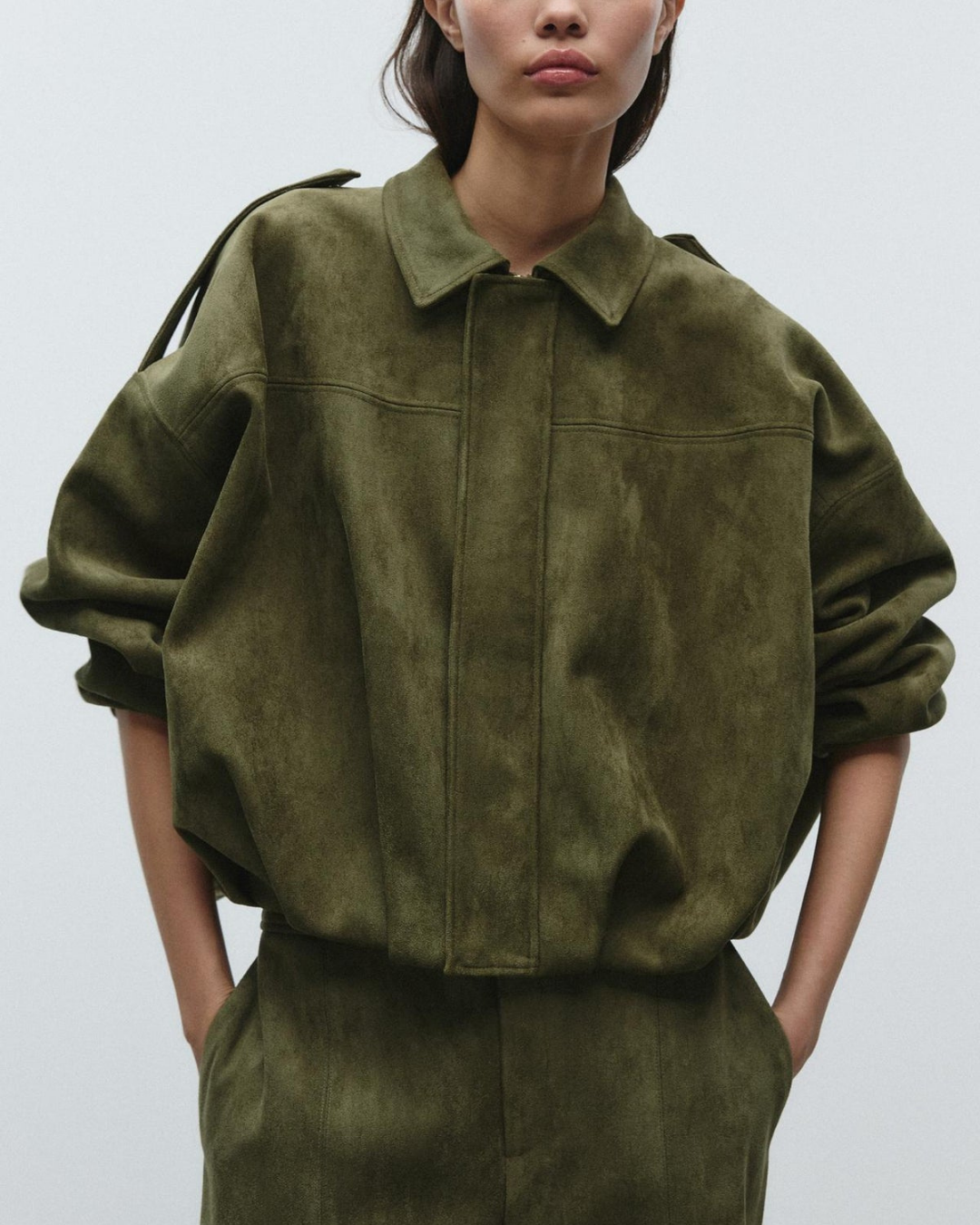 Rose Oversized Suède Leren Jas voor Dames – Warm & Stijlvol