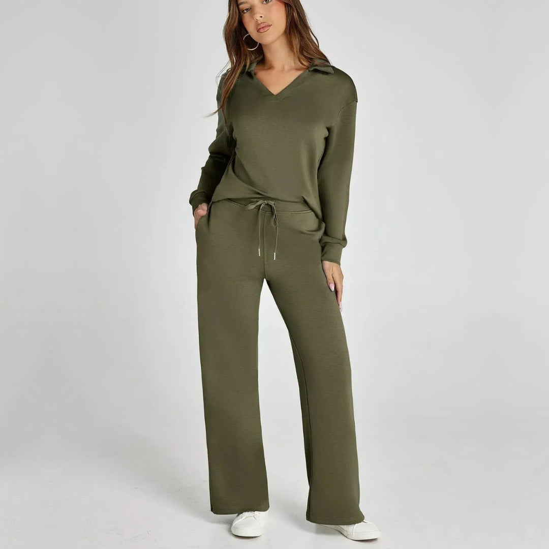 Rose Luxe Loungewear Set met Comfy Broek & V-Hals