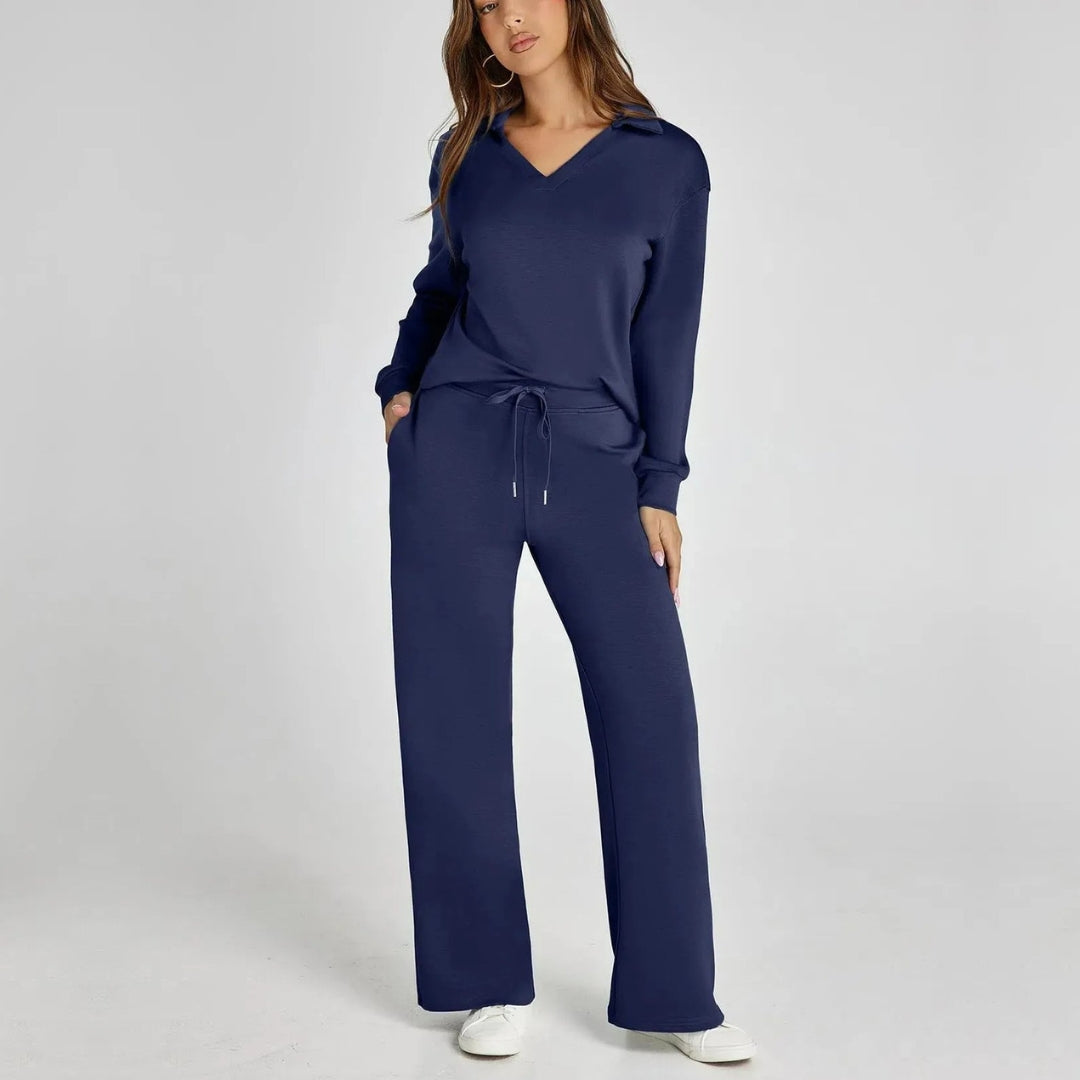 Rose Luxe Loungewear Set met Comfy Broek & V-Hals
