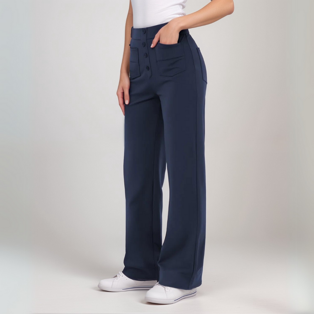 Rose Trendy Elastische Hoge Taille Damesbroek – Sculpt Pasvorm, Comfort & Stijl