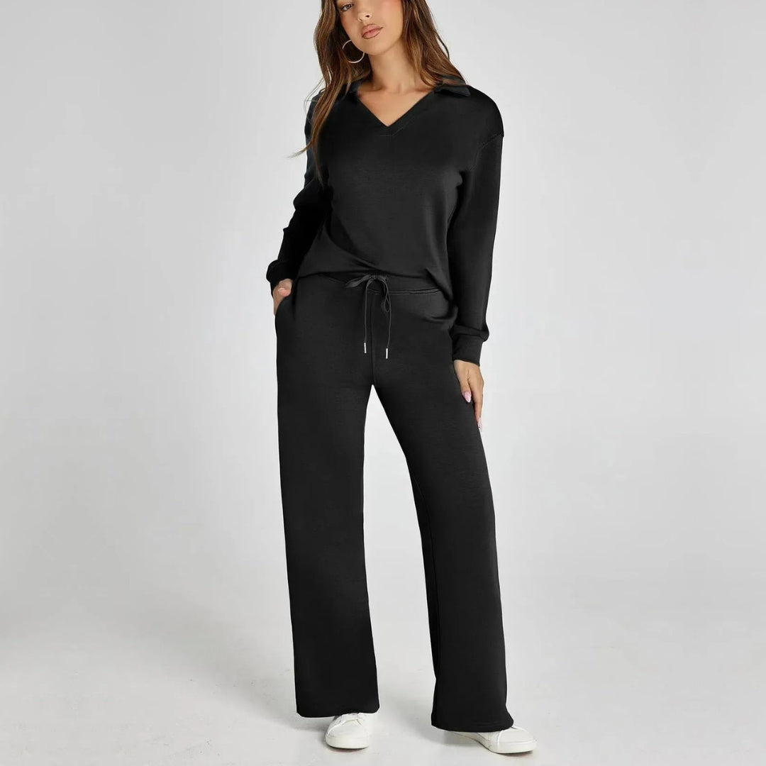 Rose Luxe Loungewear Set met Comfy Broek & V-Hals