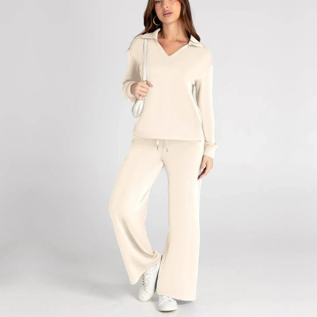 Rose Luxe Loungewear Set met Comfy Broek & V-Hals