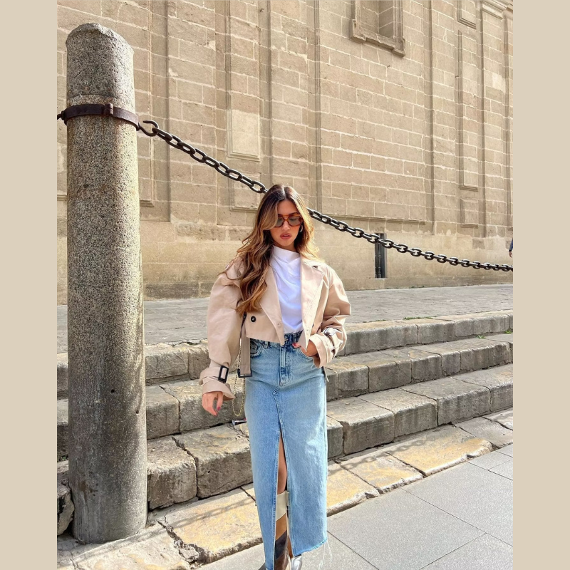 Rose Korte Trenchcoat Dames - Stijlvolle Cropped Jas