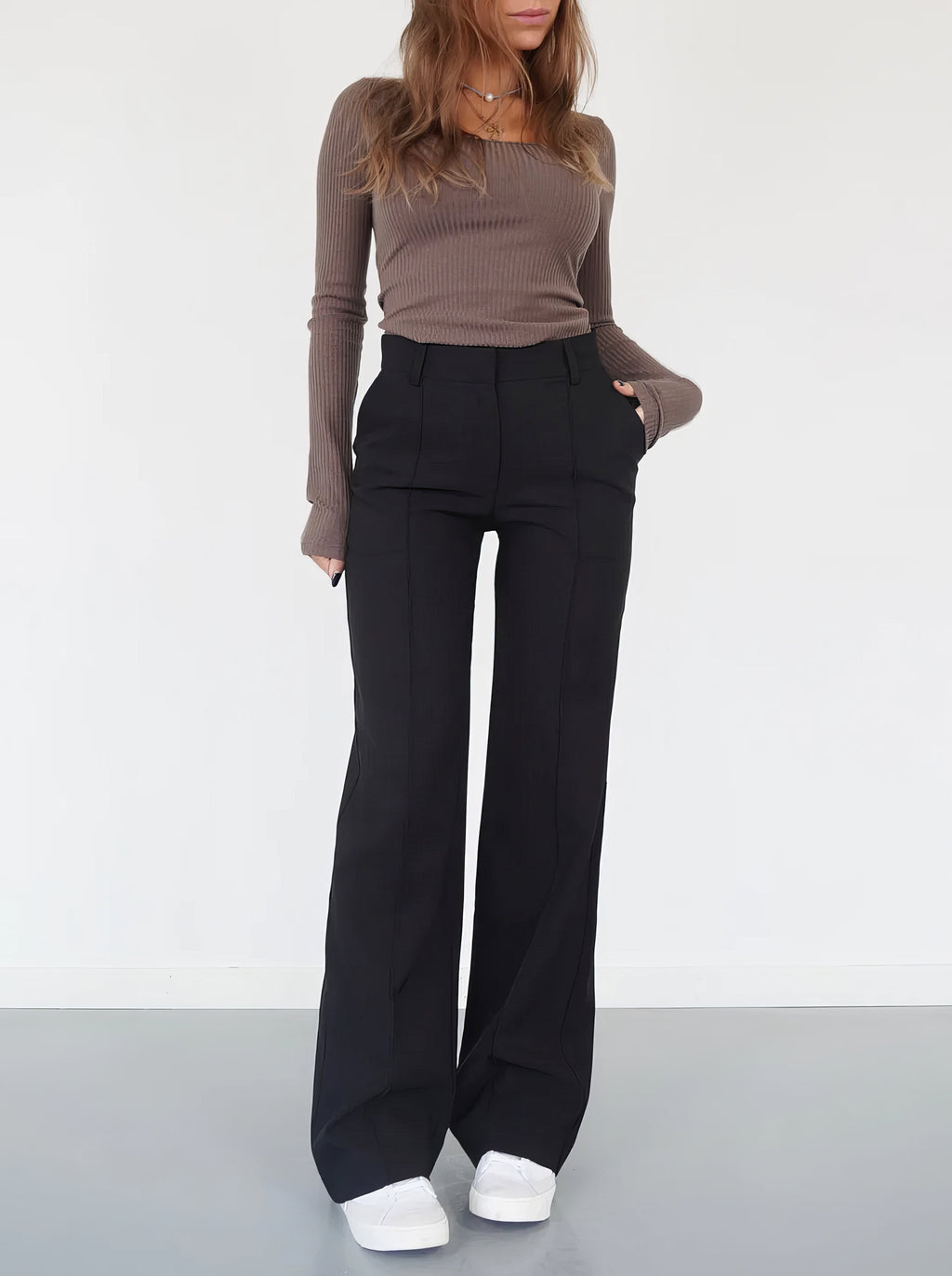 Rose High-Waist Pantalon met Rechte Pijpen