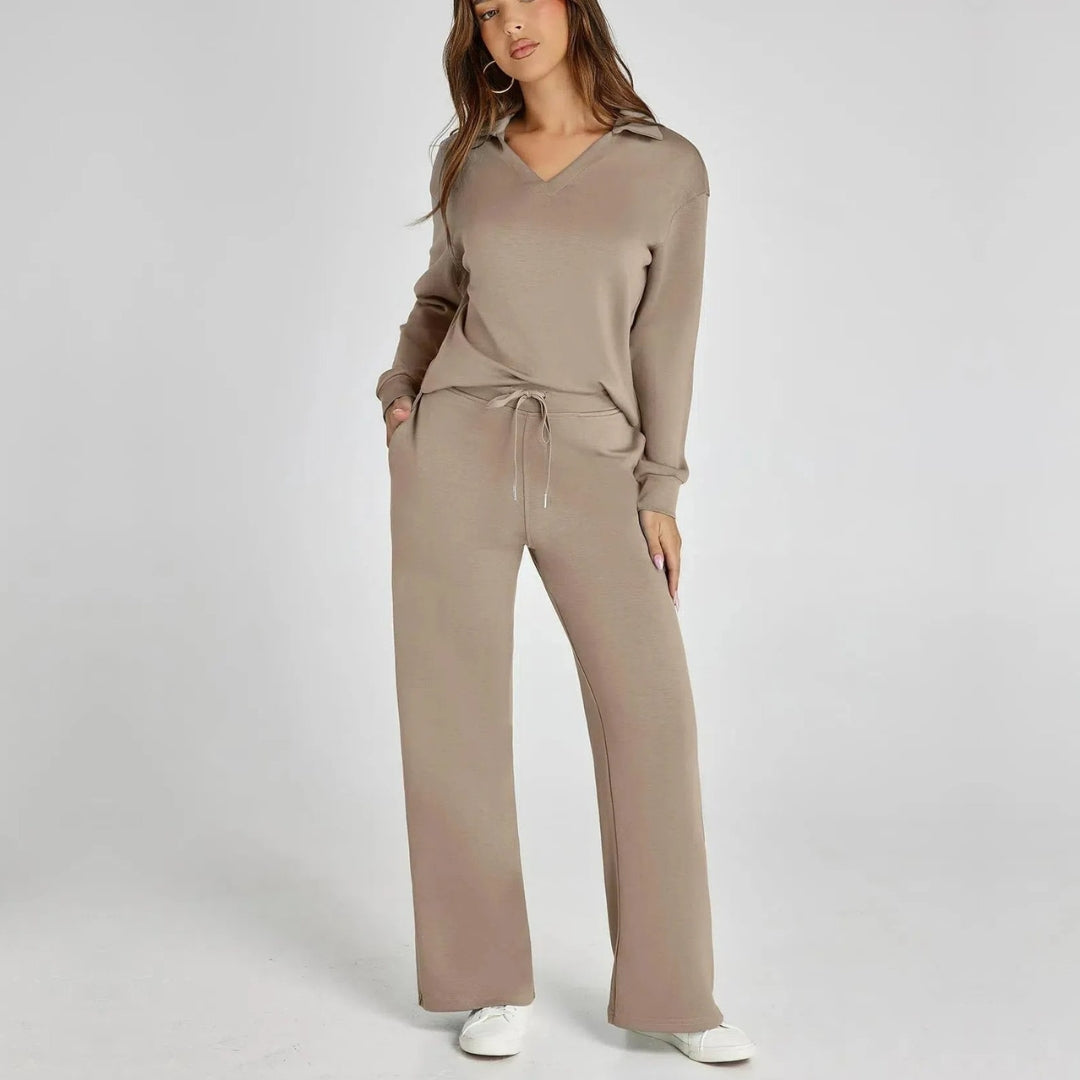 Rose Luxe Loungewear Set met Comfy Broek & V-Hals