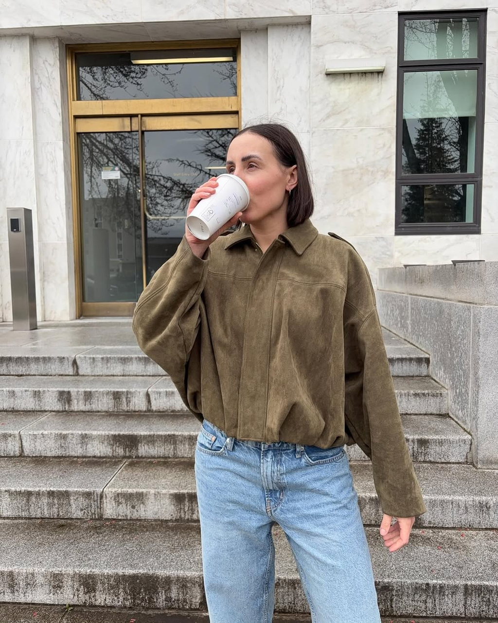 Rose Oversized Suède Leren Jas voor Dames – Warm & Stijlvol