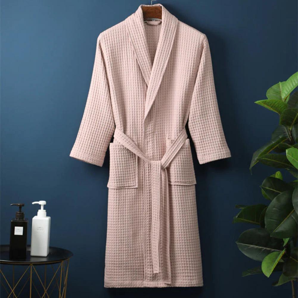 Rose Wafelbadjas – Zachte Katoenen Dames Badjas met V-Hals