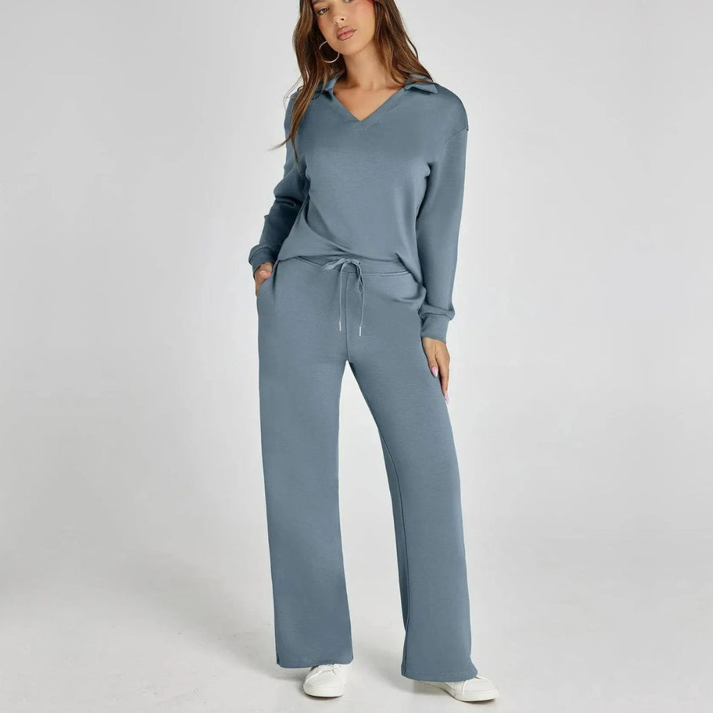 Rose Luxe Loungewear Set met Comfy Broek & V-Hals