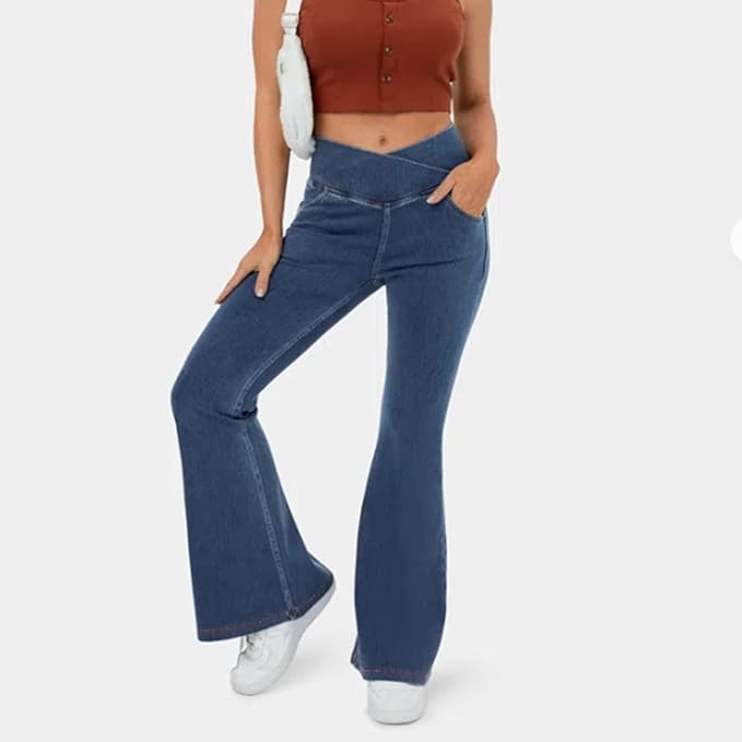 Rose Elastische Flared Broek voor Dames - Spijker Look Design