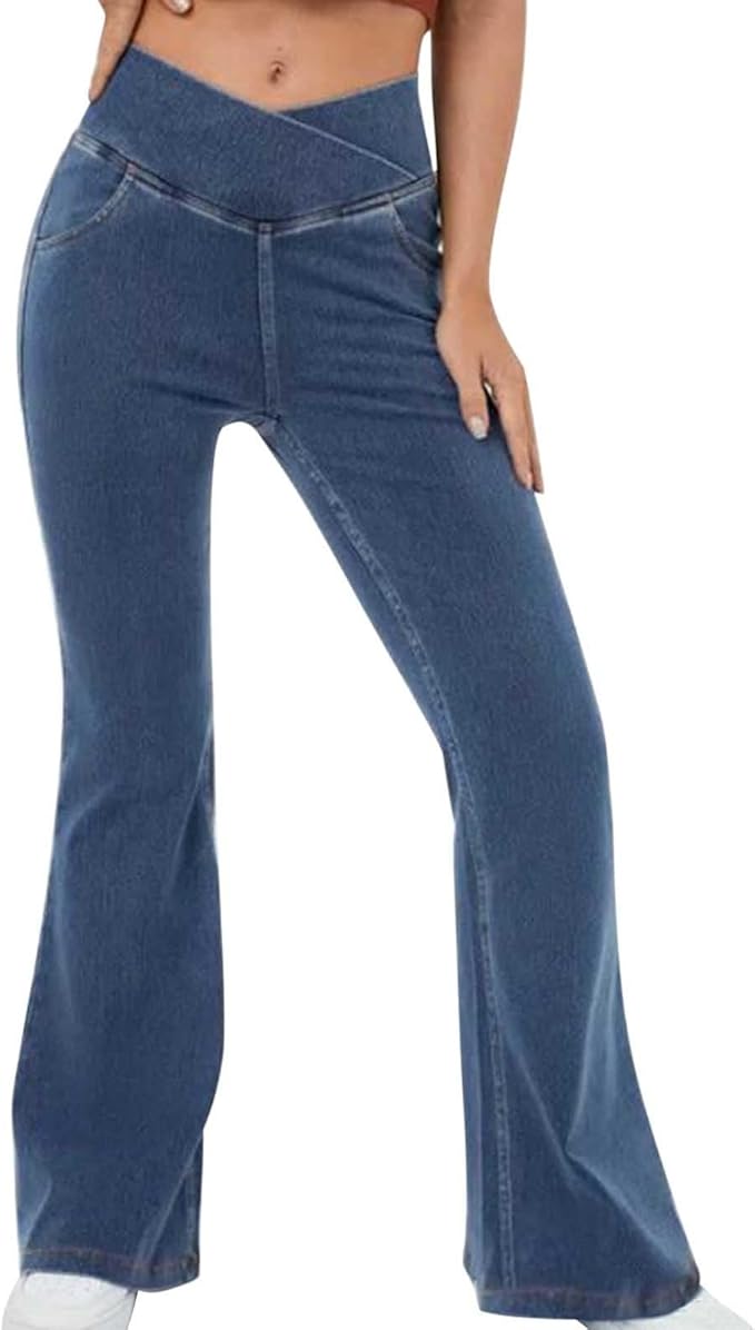 Rose Elastische Flared Broek voor Dames - Spijker Look Design