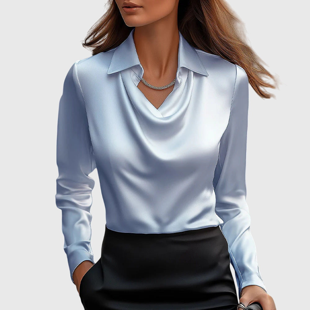Rose Elegante Luxe Dames Blouse Met Lange Mouwen