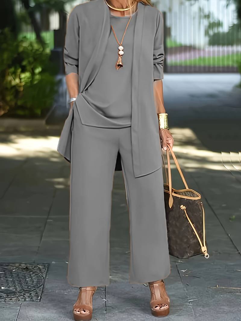 Rose Elegante Driedelige Set Voor Dames - Chiq Broekpak met Vest