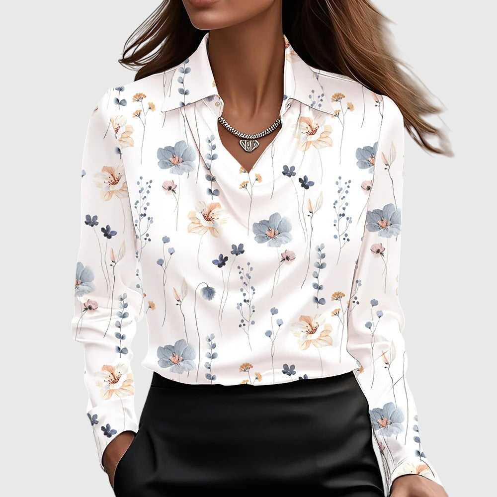 Rose Elegante Luxe Dames Blouse Met Lange Mouwen