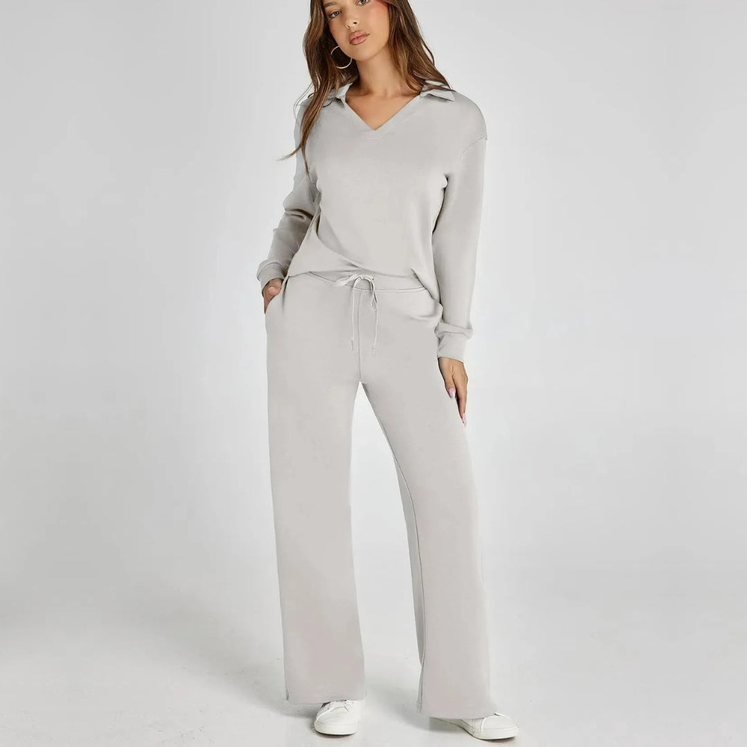 Rose Luxe Loungewear Set met Comfy Broek & V-Hals
