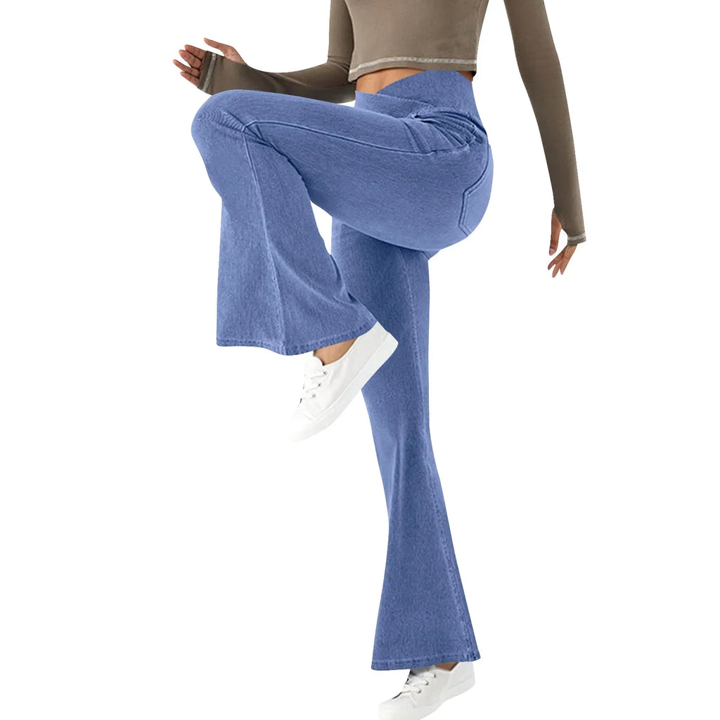 Rose Elastische Flared Broek voor Dames - Spijker Look Design