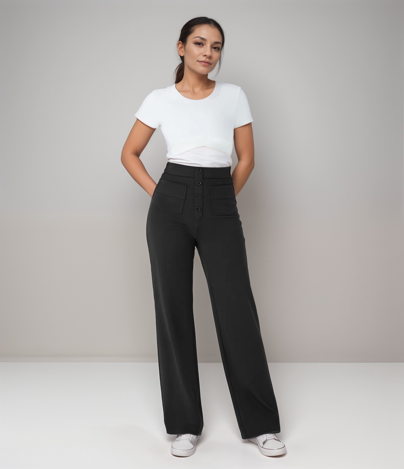 Rose Trendy Elastische Hoge Taille Damesbroek – Sculpt Pasvorm, Comfort & Stijl