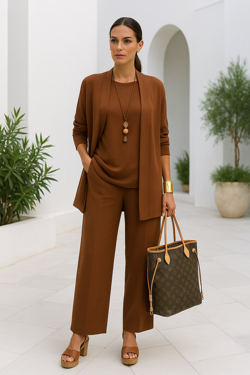 Rose Elegante Driedelige Set Voor Dames - Chiq Broekpak met Vest