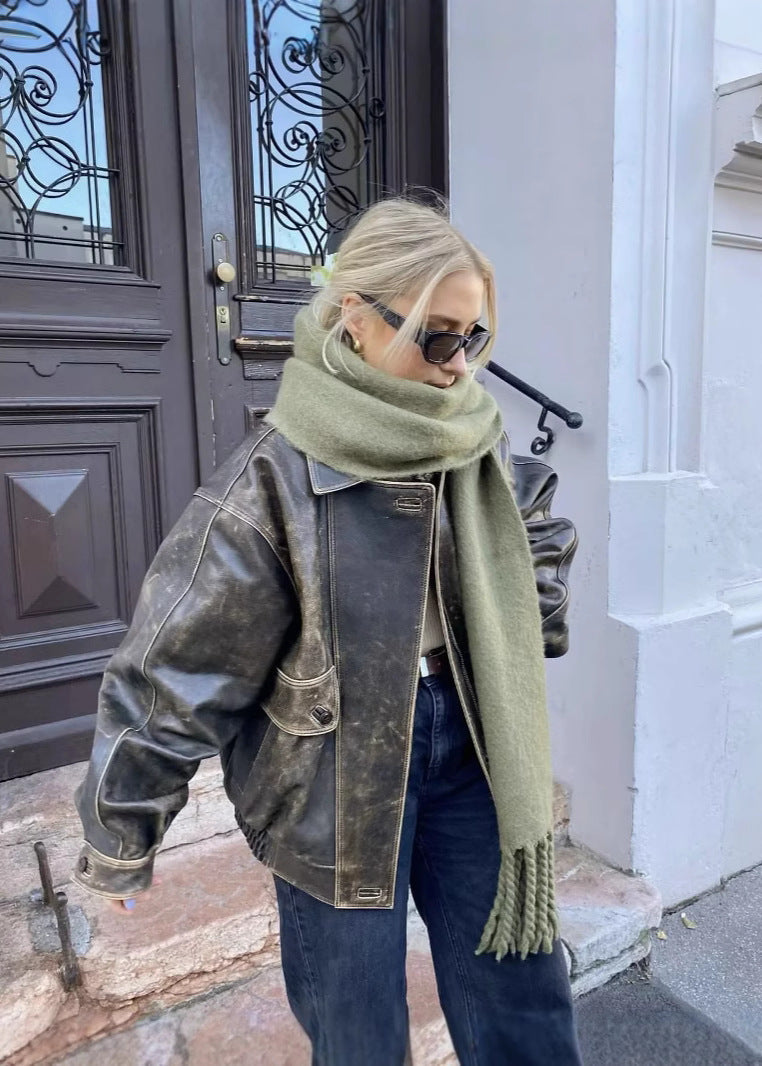 Rose Vintage Vegan Leren Dames Jas met Gewassen Look