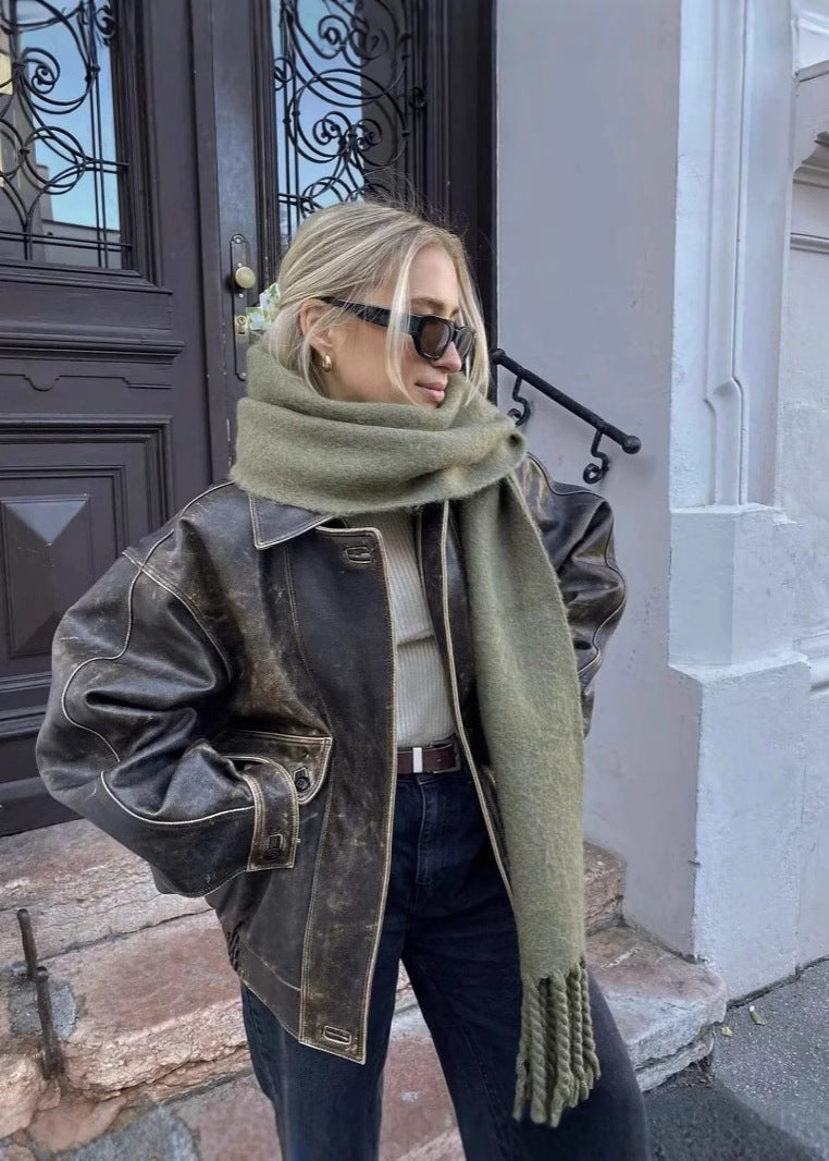 Rose Vintage Vegan Leren Dames Jas met Gewassen Look