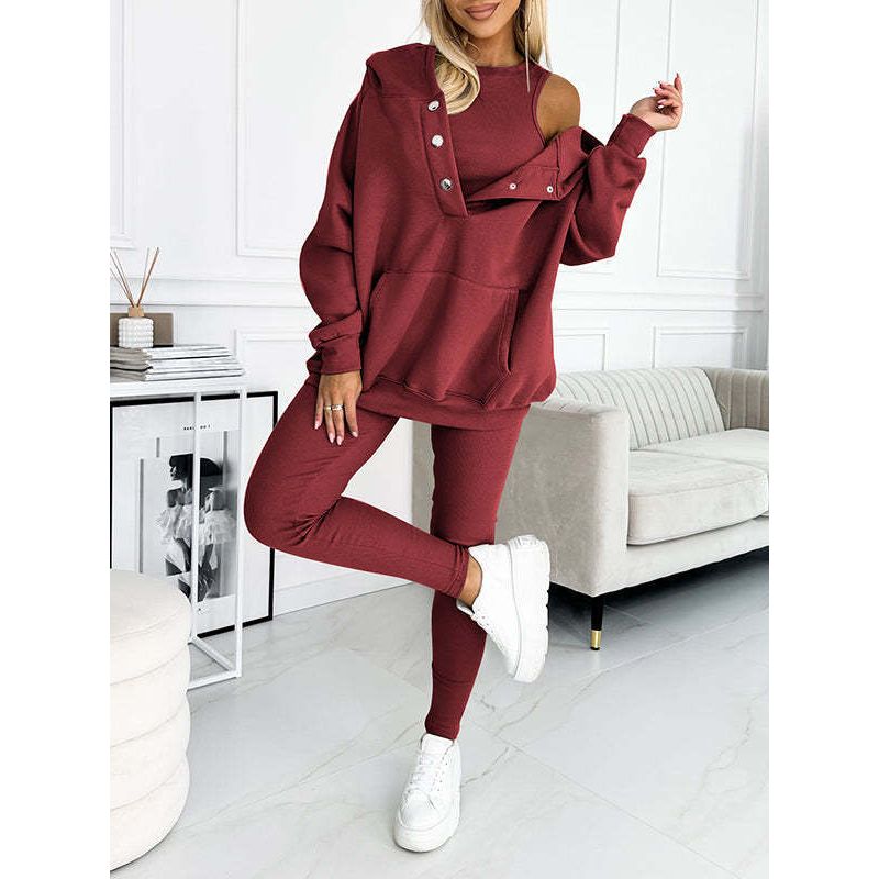 Rose Oversized Dames 3-Delige Loungewear Set met Hoodie
