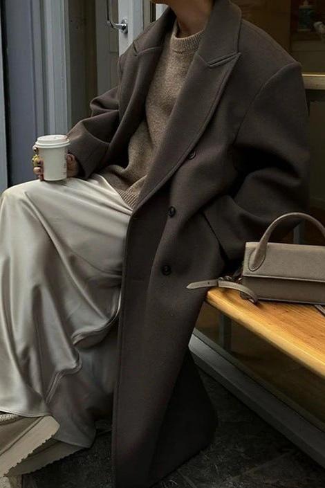 Rose Oversized Trenchcoat voor Dames – Double-Breasted Mantel met Lange Snit