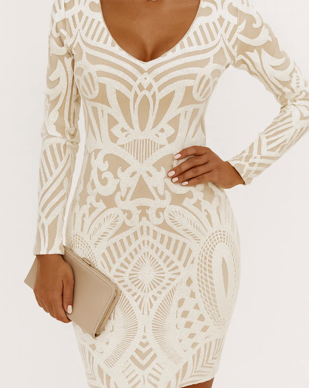 Rose Mini Dress met Diepe V-Hals & Perfecte Fit