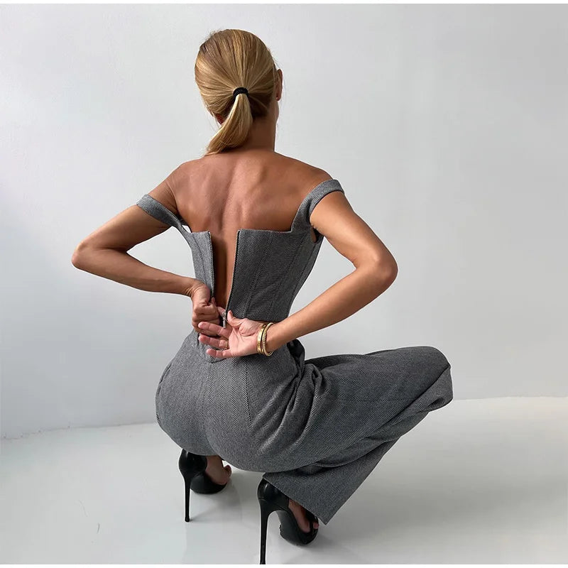 Rose 3-Delige set voor Dames - Blazer, Broek en Corset Top