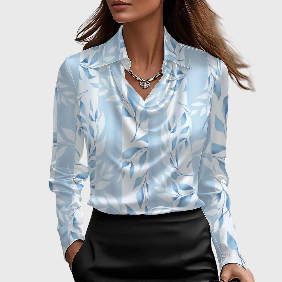 Rose Elegante Luxe Dames Blouse Met Lange Mouwen