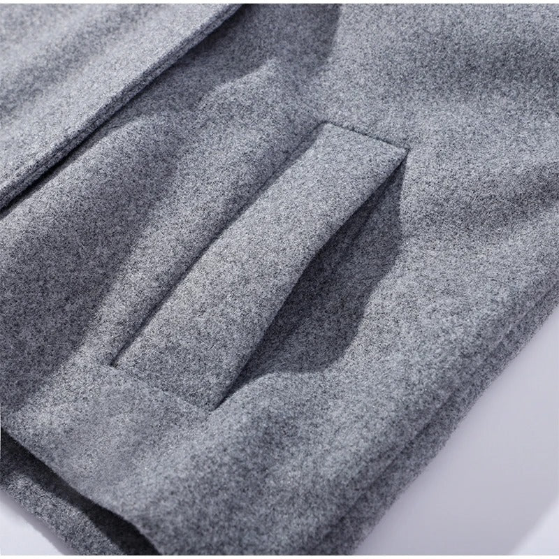 Rose Wolblend Dames Jas met Hoge Kraag & Dubbele Knopen