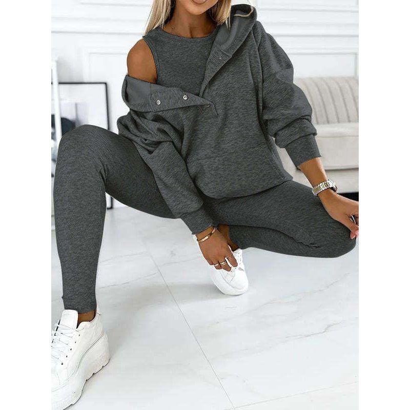 Rose Oversized Dames 3-Delige Loungewear Set met Hoodie