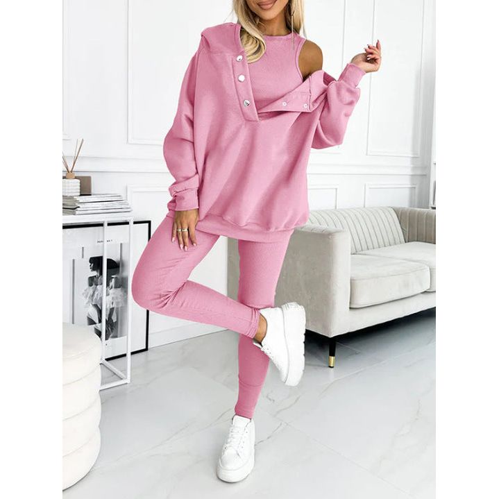 Rose Oversized Dames 3-Delige Loungewear Set met Hoodie