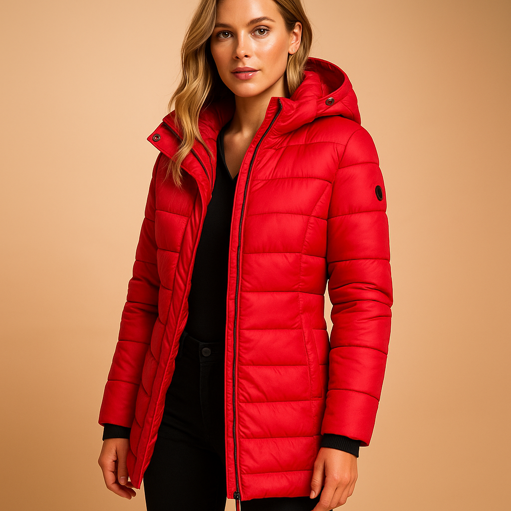 Rose Lichtgewicht Winterjas voor Dames - Gewatteerde Parka met Capuchon