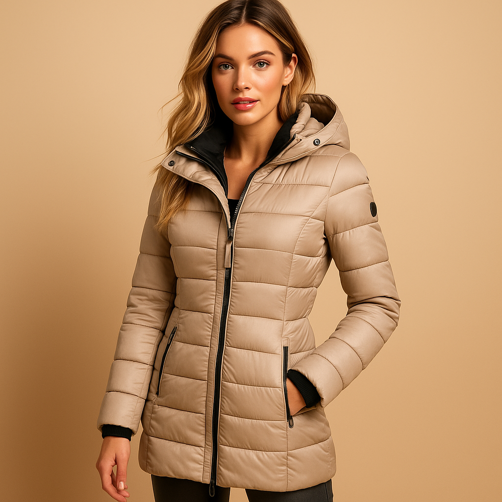 Rose Lichtgewicht Winterjas voor Dames - Gewatteerde Parka met Capuchon