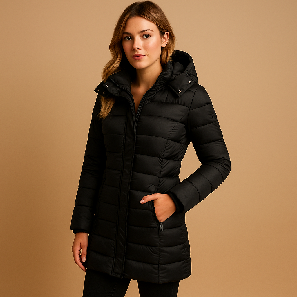 Rose Lichtgewicht Winterjas voor Dames - Gewatteerde Parka met Capuchon
