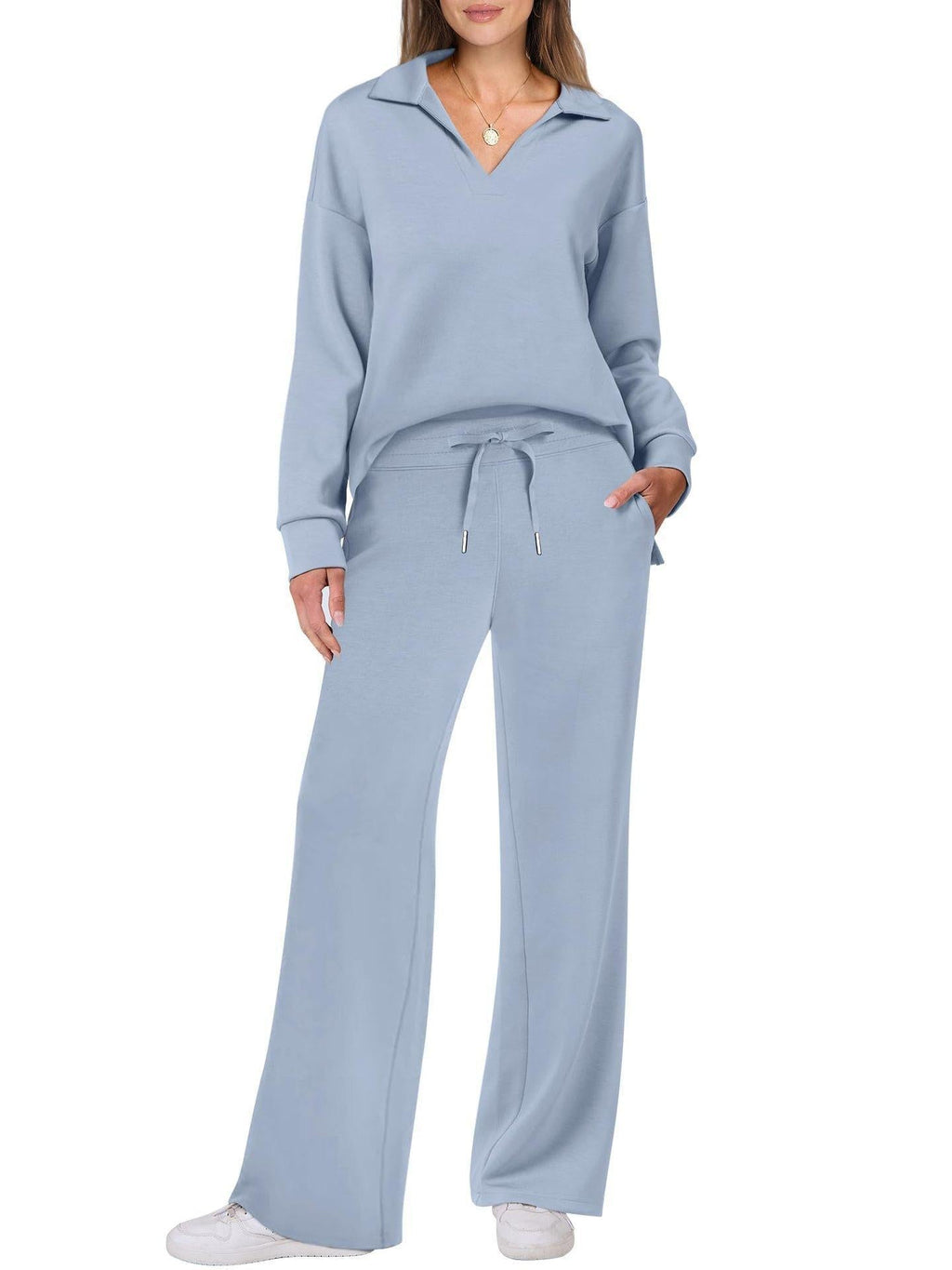 Rose Luxe Loungewear Set met Comfy Broek & V-Hals