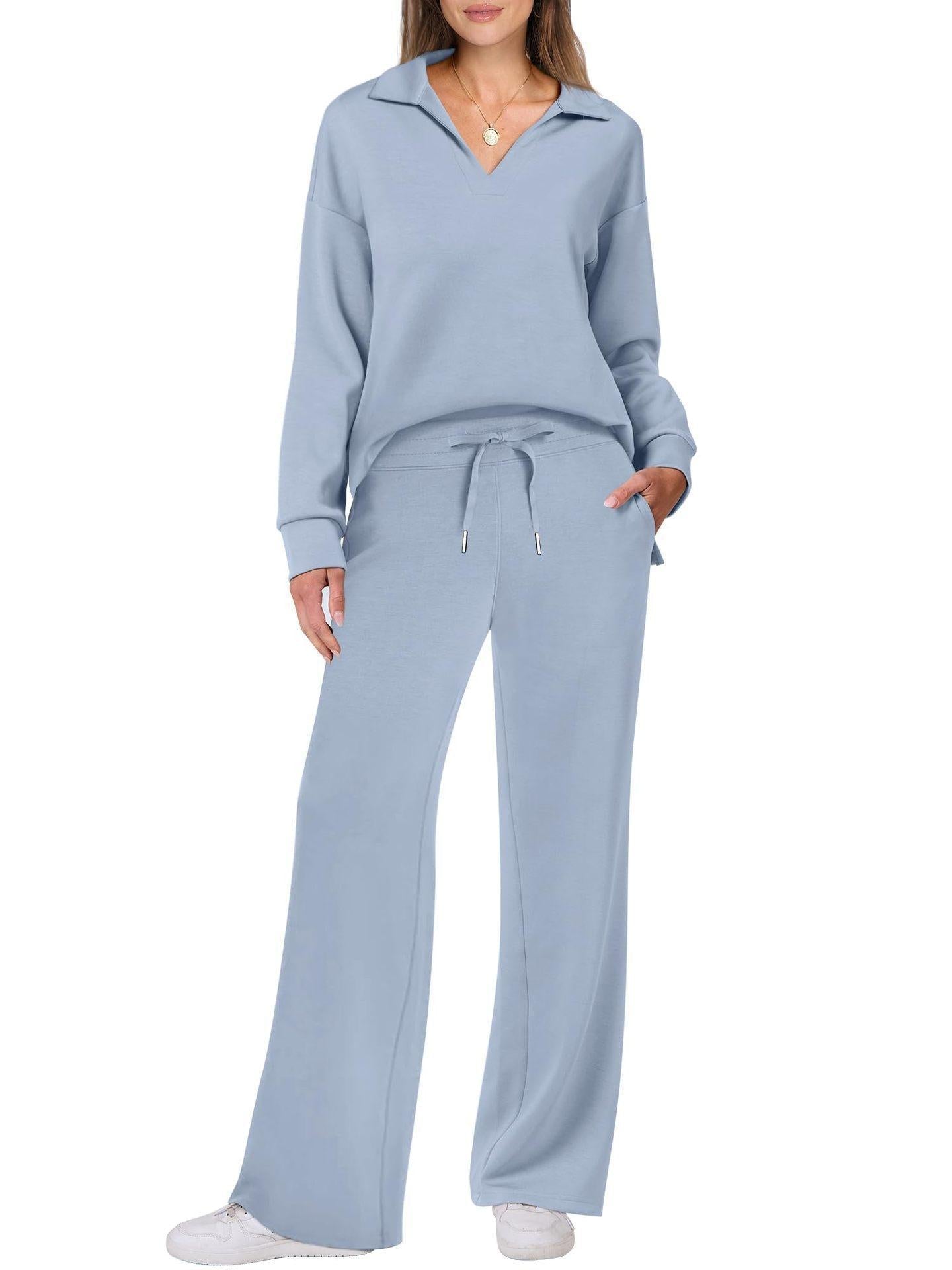 Rose Luxe Loungewear Set met Comfy Broek & V-Hals